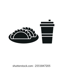 Drink and empanada set food icon vector basic design simple and modern concept graphic