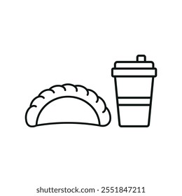 Drink and empanada set food icon vector basic design simple and modern concept graphic