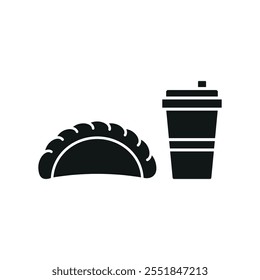 Drink and empanada set food icon vector basic design simple and modern concept graphic