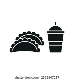 Drink and empanada set food icon vector basic design simple and modern concept graphic