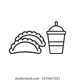 Drink and empanada set food icon vector basic design simple and modern concept graphic