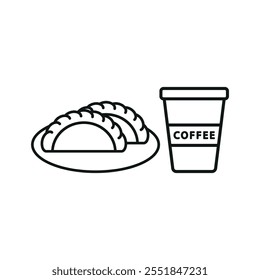 Drink and empanada set food icon vector basic design simple and modern concept graphic