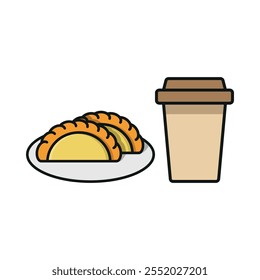 Drink and empanada set food icon vector basic design simple and modern concept graphic