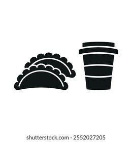 Drink and empanada set food icon vector basic design simple and modern concept graphic