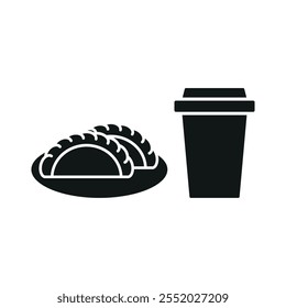 Drink and empanada set food icon vector basic design simple and modern concept graphic