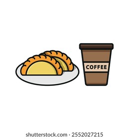 Drink and empanada set food icon vector basic design simple and modern concept graphic