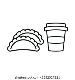 Drink and empanada set food icon vector basic design simple and modern concept graphic