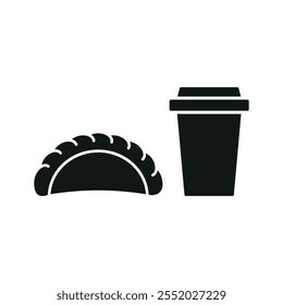 Drink and empanada set food icon vector basic design simple and modern concept graphic