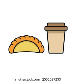 Drink and empanada set food icon vector basic design simple and modern concept graphic