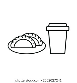 Drink and empanada set food icon vector basic design simple and modern concept graphic