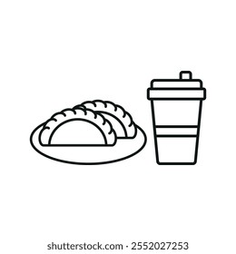 Drink and empanada set food icon vector basic design simple and modern concept graphic