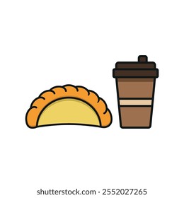 Drink and empanada set food icon vector basic design simple and modern concept graphic