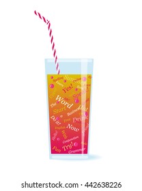 Drink with English words. Cocktail with English language information. Easy learning concept. Summer or vacancy learning without intensions. Course announcement background. 