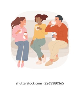 Drink enough water isolated cartoon vector illustration. Group of cheerful people drinking water together, family healthy lifestyle, maintaining the body aqua balance vector cartoon.