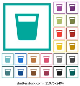 Drink flat color icons with quadrant frames on white background