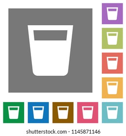 Drink flat icons on simple color square backgrounds