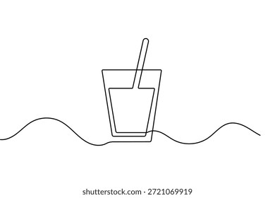 Drink food icon continuous one line drawing and minimalist style isolate outline vector illustration