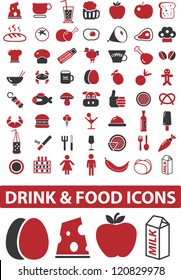 drink & food icons set, vector