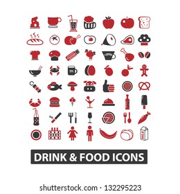 drink & food icons set, vector