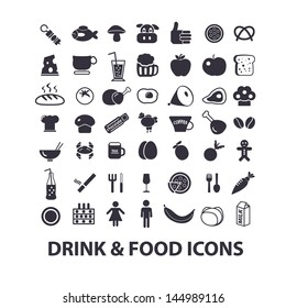 drink & food icons set, vector