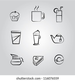 Drink and food,icon set,Vector