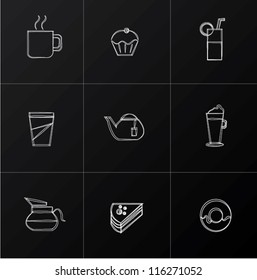 Drink and food,icon set,Vector