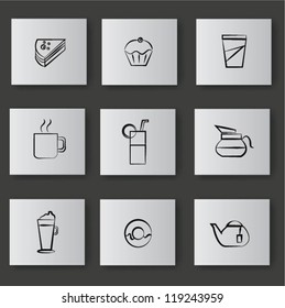 Drink and food,icon set,Vector