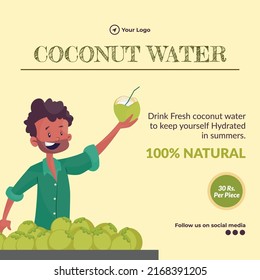 Drink fresh coconut water banner design template.