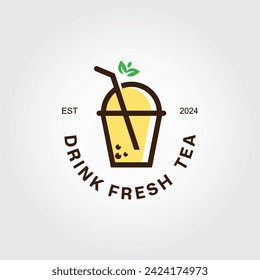 Trinken Sie frische Tee Logo Design Vorlage mit Tea Plastic Cup.