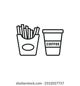 Drink and fried fries set food icon vector basic design simple and modern concept graphic