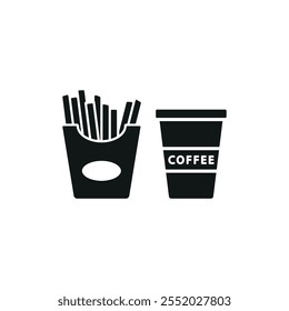 Drink and fried fries set food icon vector basic design simple and modern concept graphic