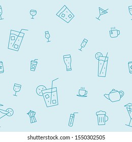 Drink Glass background - Vector seamless pattern of cocktail and alcohol for graphic design