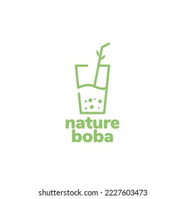 drink glass boba nature green logo design