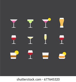 Drink glass color icon set