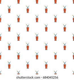 Drink in a glass cup with two straws pattern