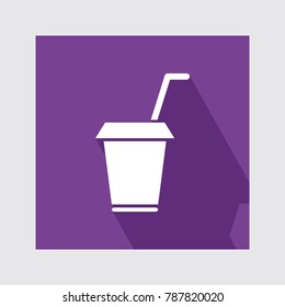 Drink Glass flat icon with long shadow