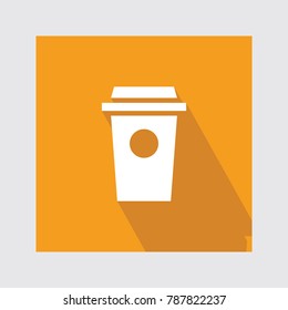 Drink Glass flat icon with long shadow