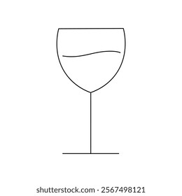 Drink in glass goblet icon drawing