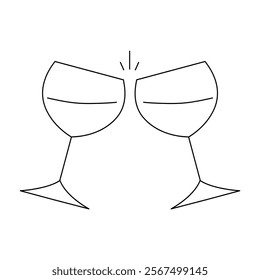 Drink in glass goblet icon drawing