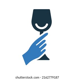 Drink, glass, hand icon. Simple editable vector design isolated on a white background.