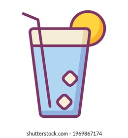 drink glass ice cold single isolated icon with filled line style