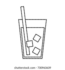 drink in glass with ice straw beverage cold