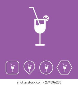 Drink Glass Icon on Flat UI Colors with Different Shapes. Eps-10.