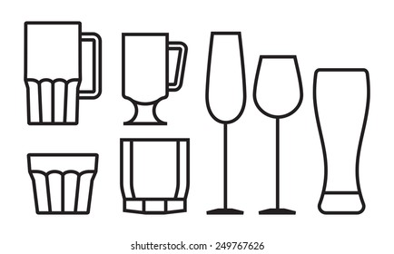Drink glass icon set