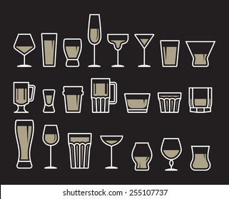 Drink glass icon set