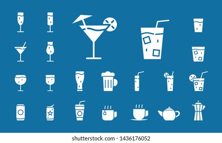 Drink Glass Icons - Vector set symbols of cocktail and alcohol for the site or interface