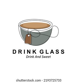 Drink Glass Logo Design, Vector Icon Illustration of Juice, Wine, and Coffee Drinks