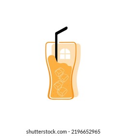 Drink Glass Logo Design, Vector Icon Illustration of Juice, Wine, and Coffee Drinks