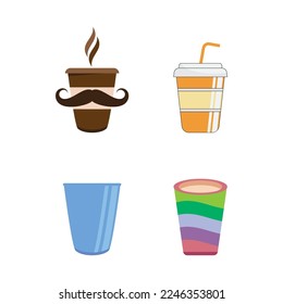 Drink glass logo icon  illustration vector flat design