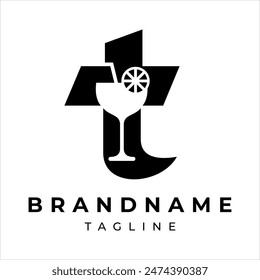 drink glass logo from the letter t